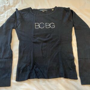 BCBGMaxAzria Black Crew Neck Silk Sweater S